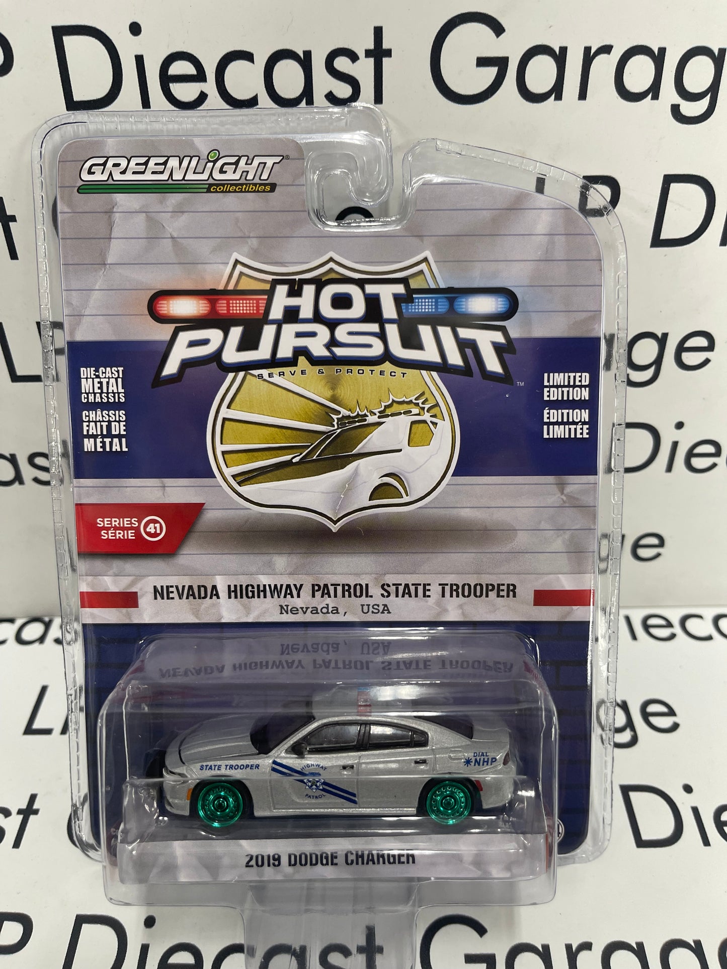 GREENLIGHT *GREEN MACHINE* 2019 Dodge Charger Nevada Highway Patrol "Hot Pursuit" 1:64 Scale Diecast Car