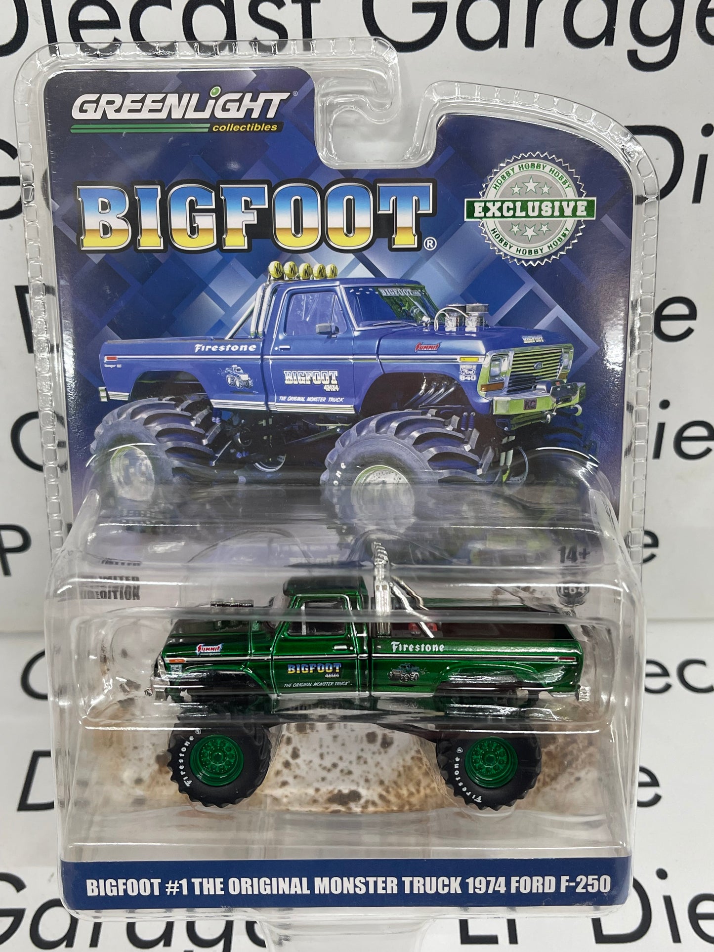 GREEN MACHINE GREENLIGHT 1974 Ford F-250 Bigfoot #1 Monster Truck 1:64 Diecast Hobby Exclusive