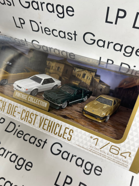 BBURAGO Vintage Collection 5 Pack Camaro Mustang GTO Datsun 1:64 Diecast