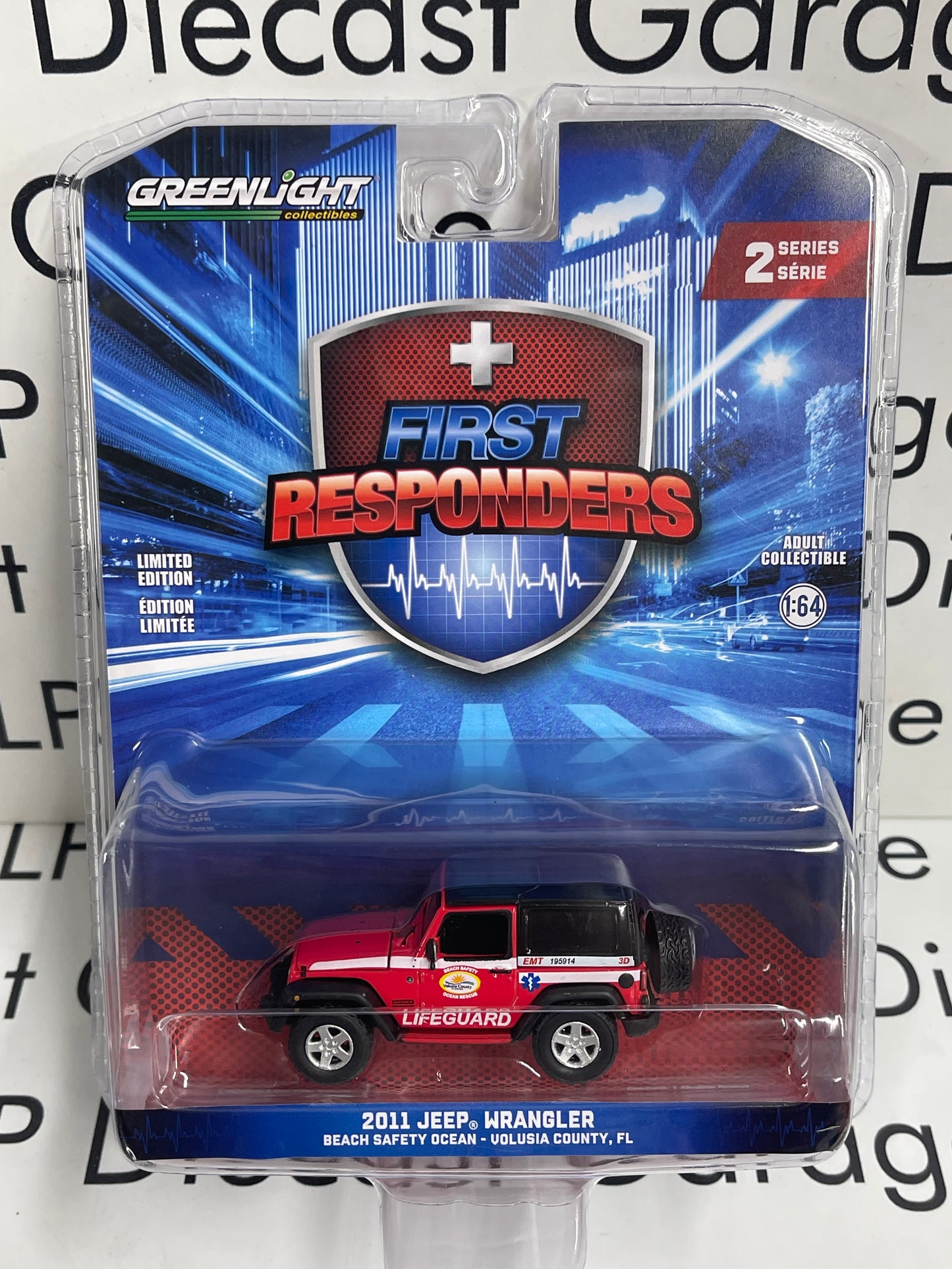 GREENLIGHT 2011 Jeep Wrangler Beach Safety Ocean FL 1:64 Diecast First Responders