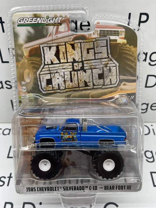 GREENLIGHT King of Crunch Monster Truck 1985 Chevrolet Silverado C-10 Bear Foot II 1:64 Diecast