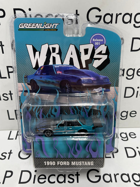 GREENLIGHT 1990 Ford Mustang Wraps Drag Car Part Time Collector Exclusive 1:64 Diecast