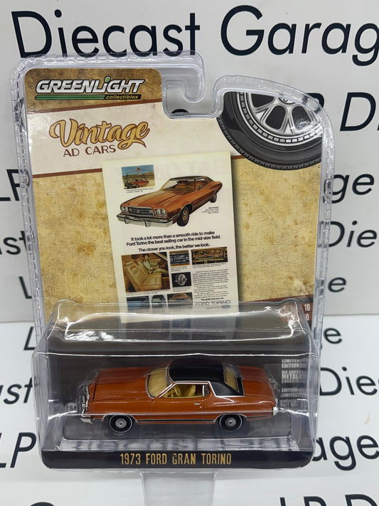 GREENLIGHT 1973 Ford Gran Torino Orange Vintage Ad Cars 1:64 Diecast