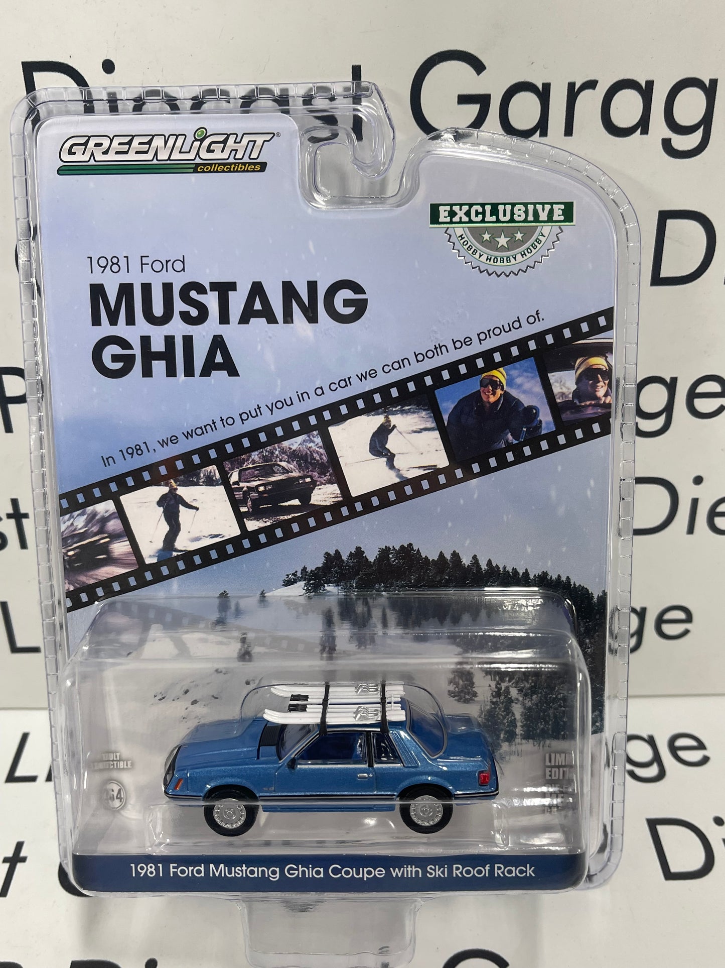 GREENLIGHT 1981 Ford Mustang Ghia Blue Hobby Exclusive 1:64 Diecast