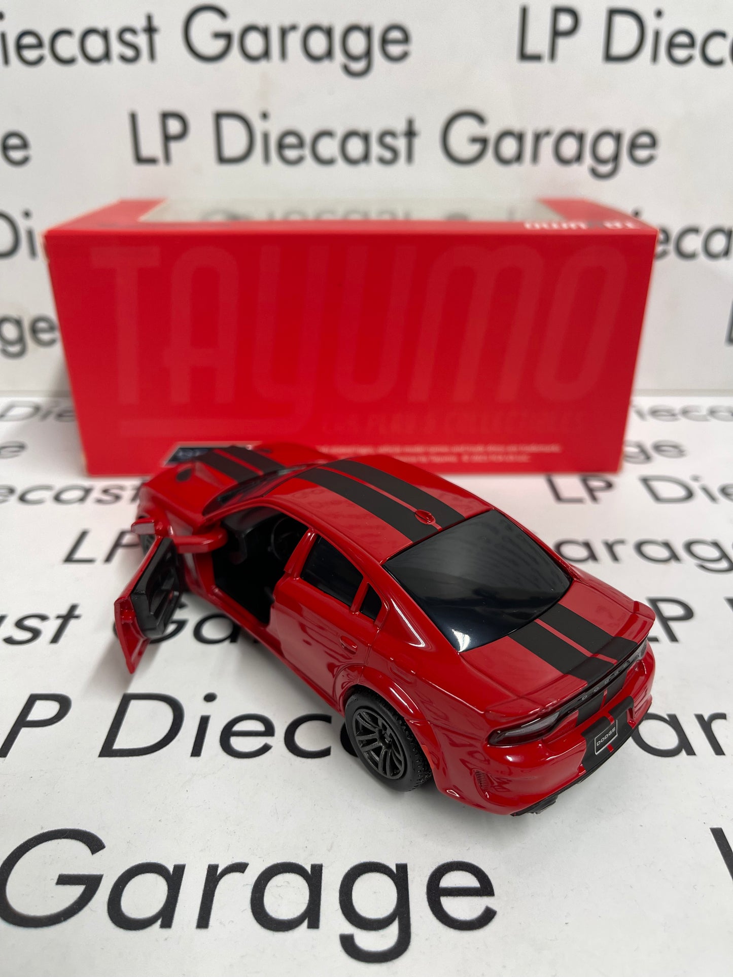 TAYUMO 2020 Dodge Charger Hellcat Red w/ Black Stripes 1:36 Scale Diecast