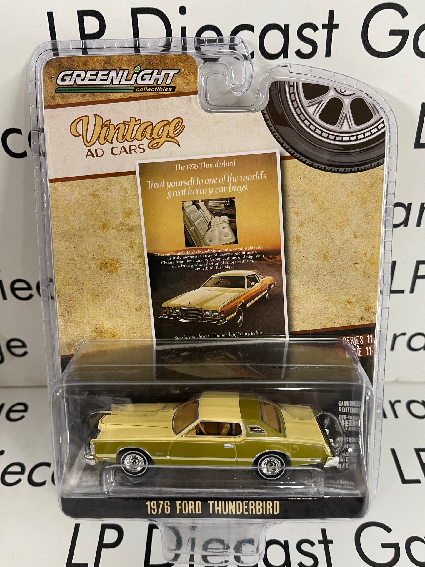 GREENLIGHT 1976 Ford Thunderbird Gold & Beige 2 Tone 1:64 Diecast Vintage Ad Cars