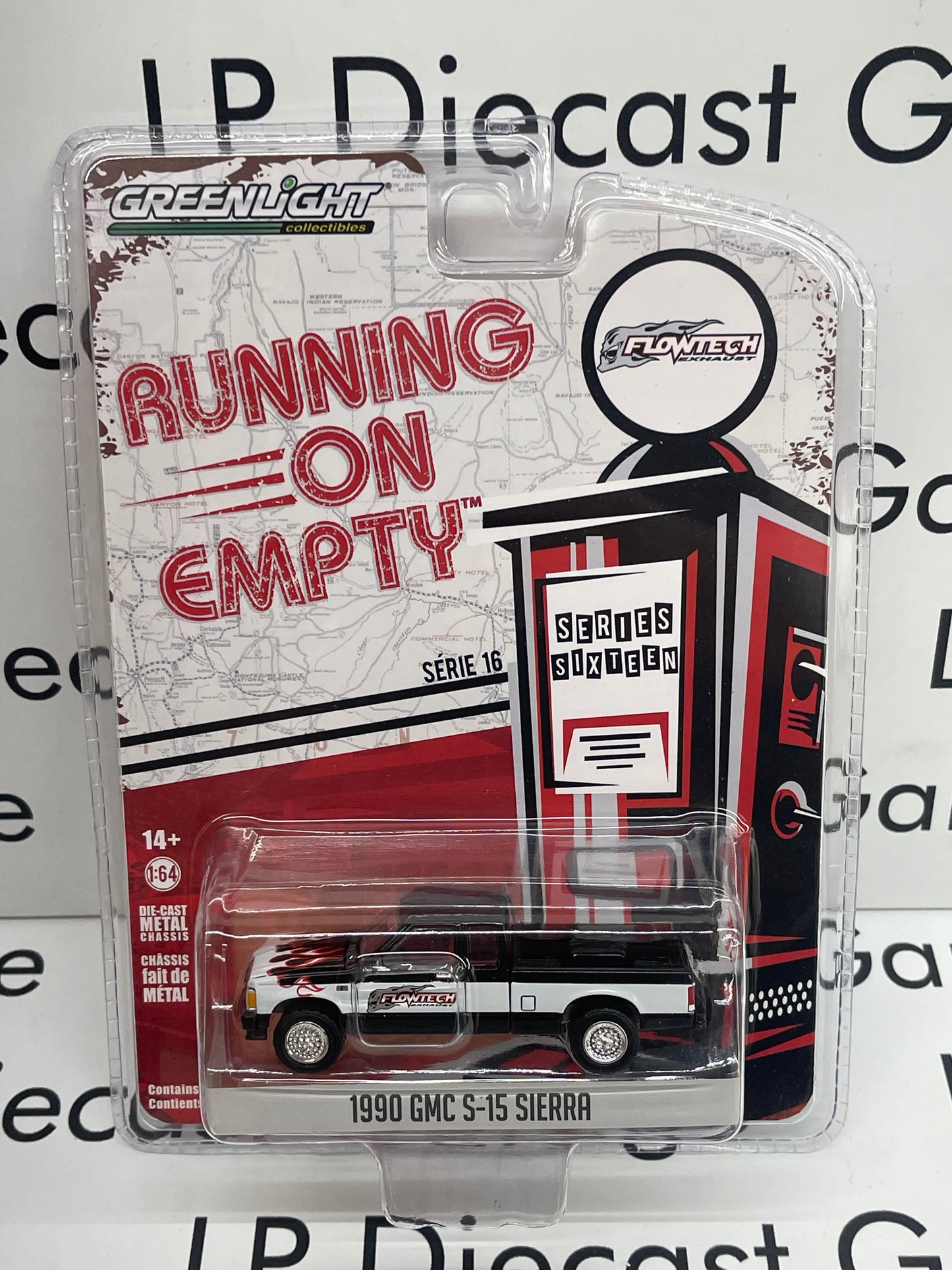 GREENLIGHT Running on Empty 1990 GMC S-15 Sierra Flowtech Series 16 1:64 Diecast