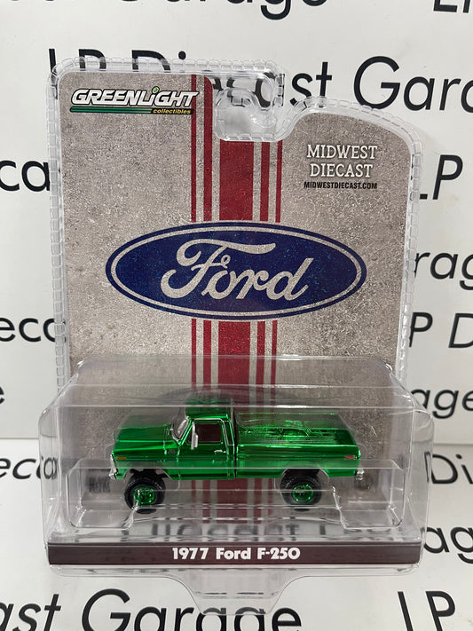 CHROME CHASE GREENLIGHT 1977 Ford F-250 Green 1:64 Diecast Midwest Exclusive