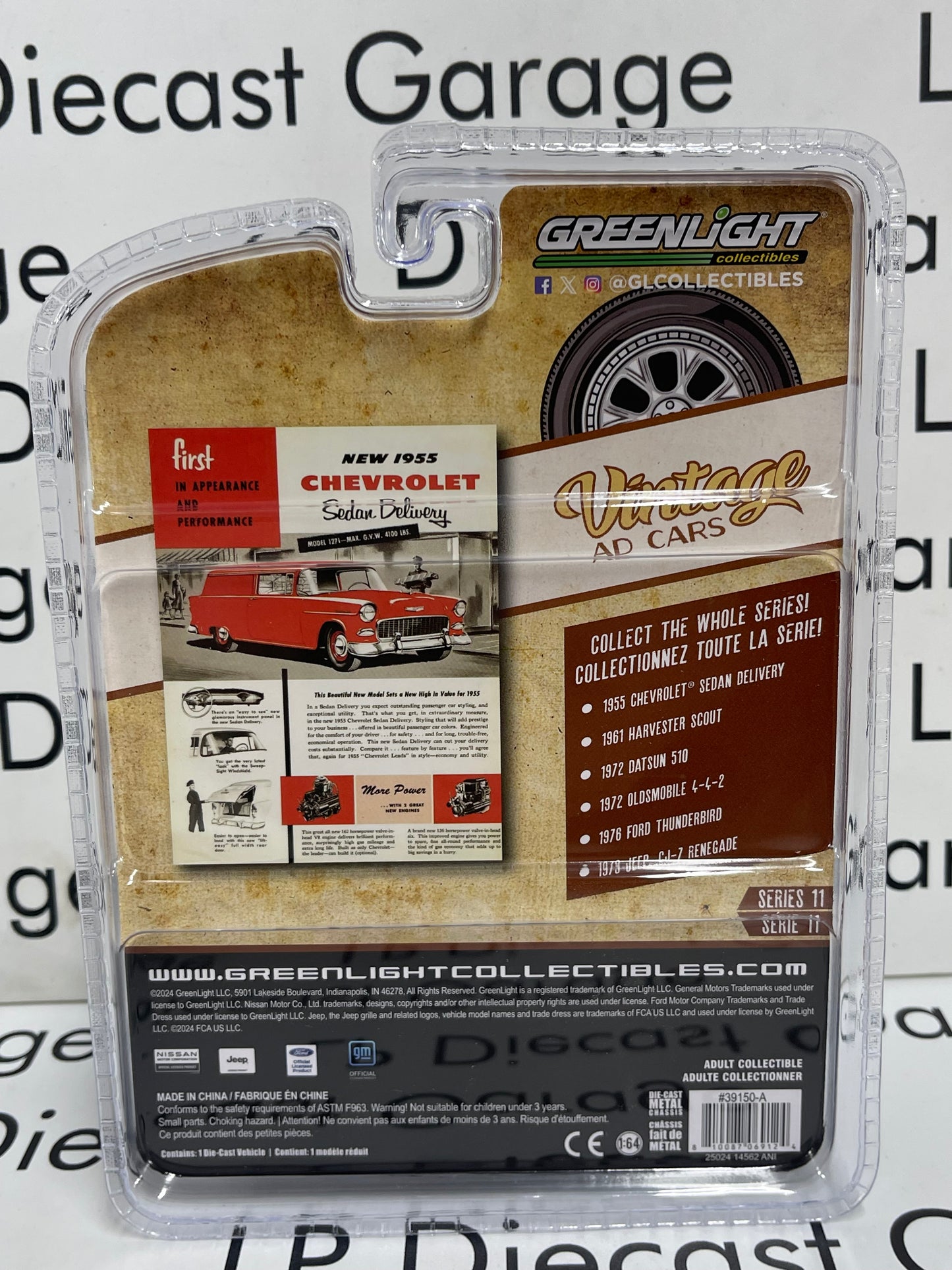 RAW CHASE GREENLIGHT 1955 Chevrolet Sedan Delivery 1:64 Diecast Vintage Ad Cars