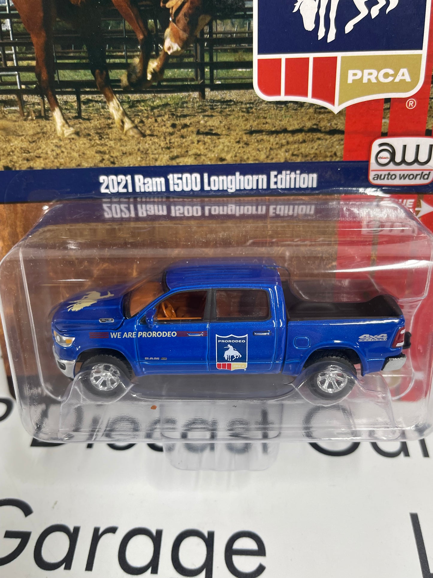 AUTO WORLD 2021 Ram 1500 Longhorn Edition Blue Prorodeo PRCA 1:64 Diecast Big Country Collectibles