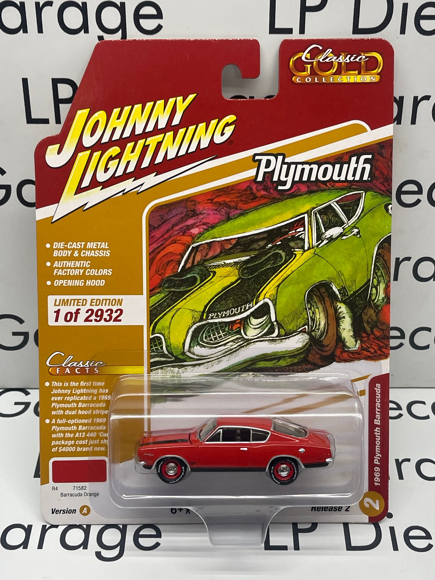 JOHNNY LIGHTNING 1969 Plymouth Barracuda Orange Classic Gold 1:64 Diecast