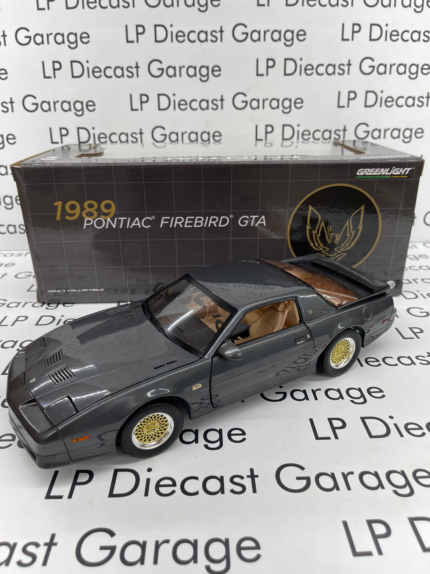 GREENLIGHT 1989 Pontiac Firebird GTA Grey with Tan Interior 1:18 Diecast