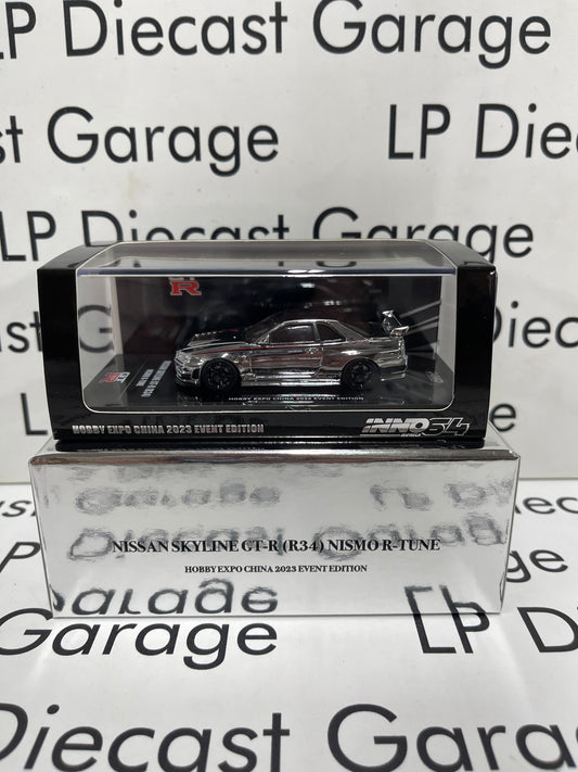 INNO64 Nissan Skyline GT-R (R34) Nismo R-Tune Hobby Expo China 2023 Event Edition CHROME 1:64 Diecast