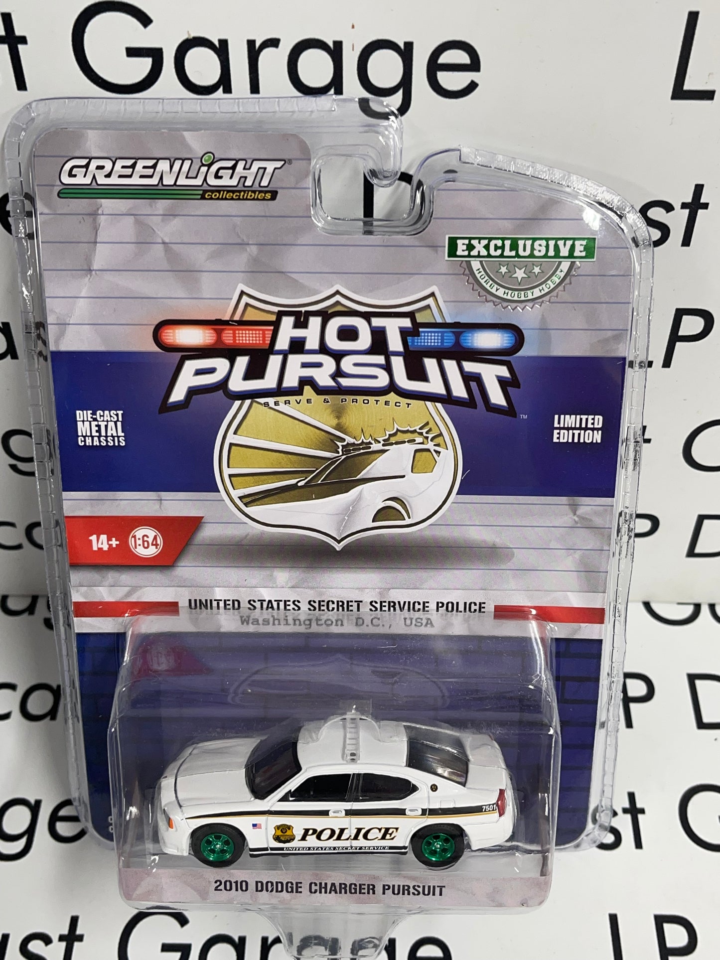 GREEN MACHINE CHASE GREENLIGHT 2010 Dodge Charger US Secret Service 1:64 Diecast Hot Pursuit