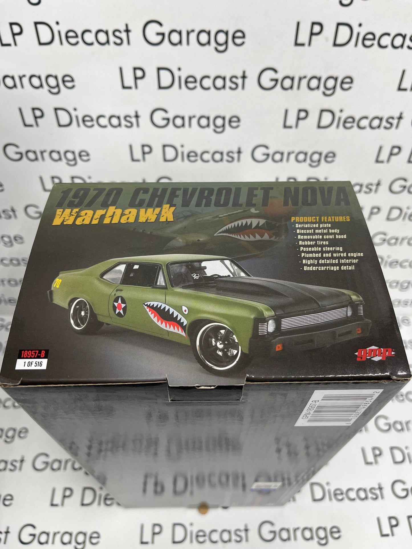 GMP 1970 Chevrolet Nova Warhawk Army Green 1:18 Diecast 18957-B