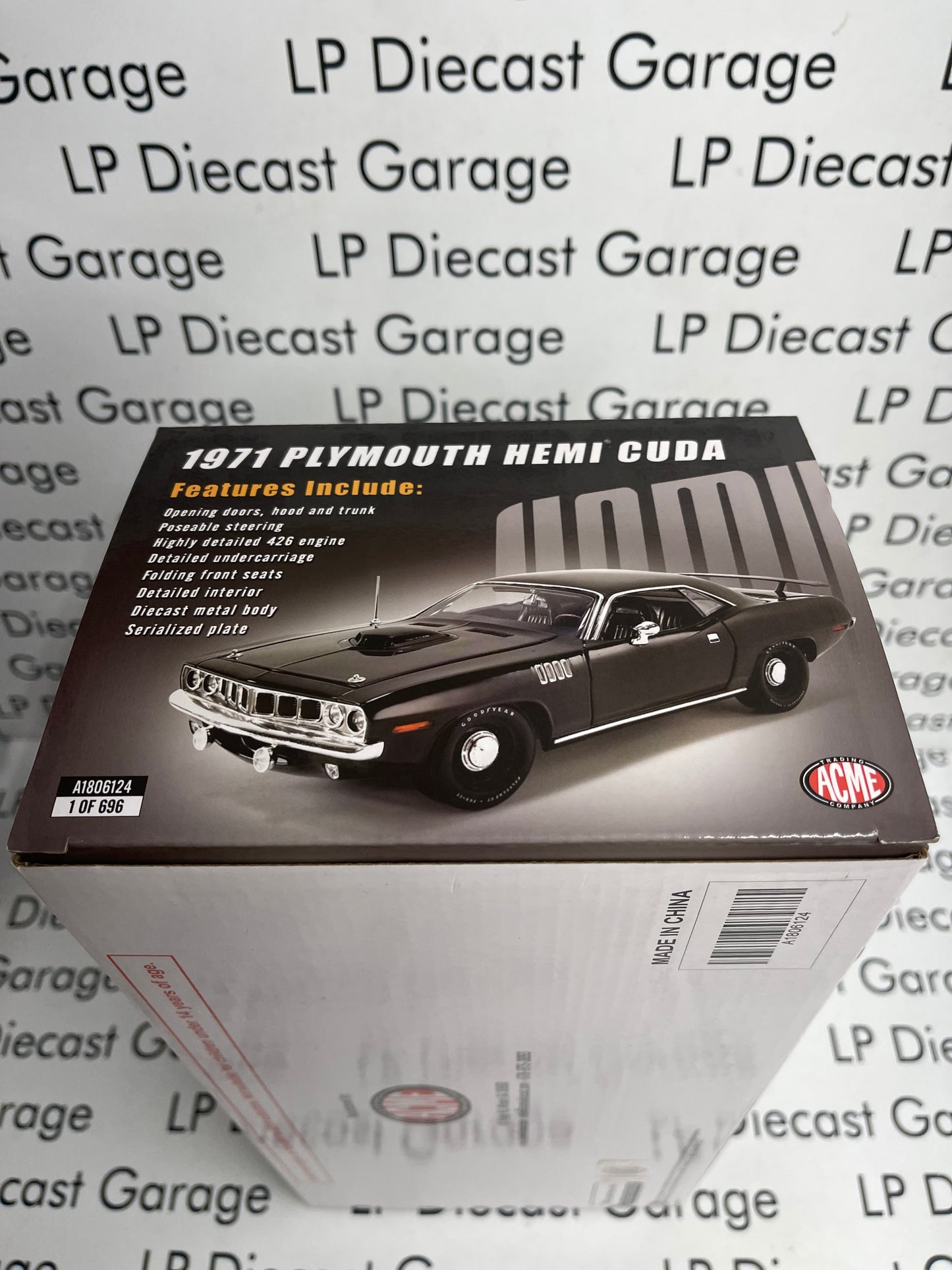 ACME 1971 Plymouth Hemi Cuda Black 1:18 Diecast A1806124