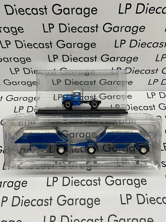 NEO MODELS 1963 IHC Fleetstar 2000-D Blue Carl Walker 1:64 Resin Model Semi Truck w/ Trailers