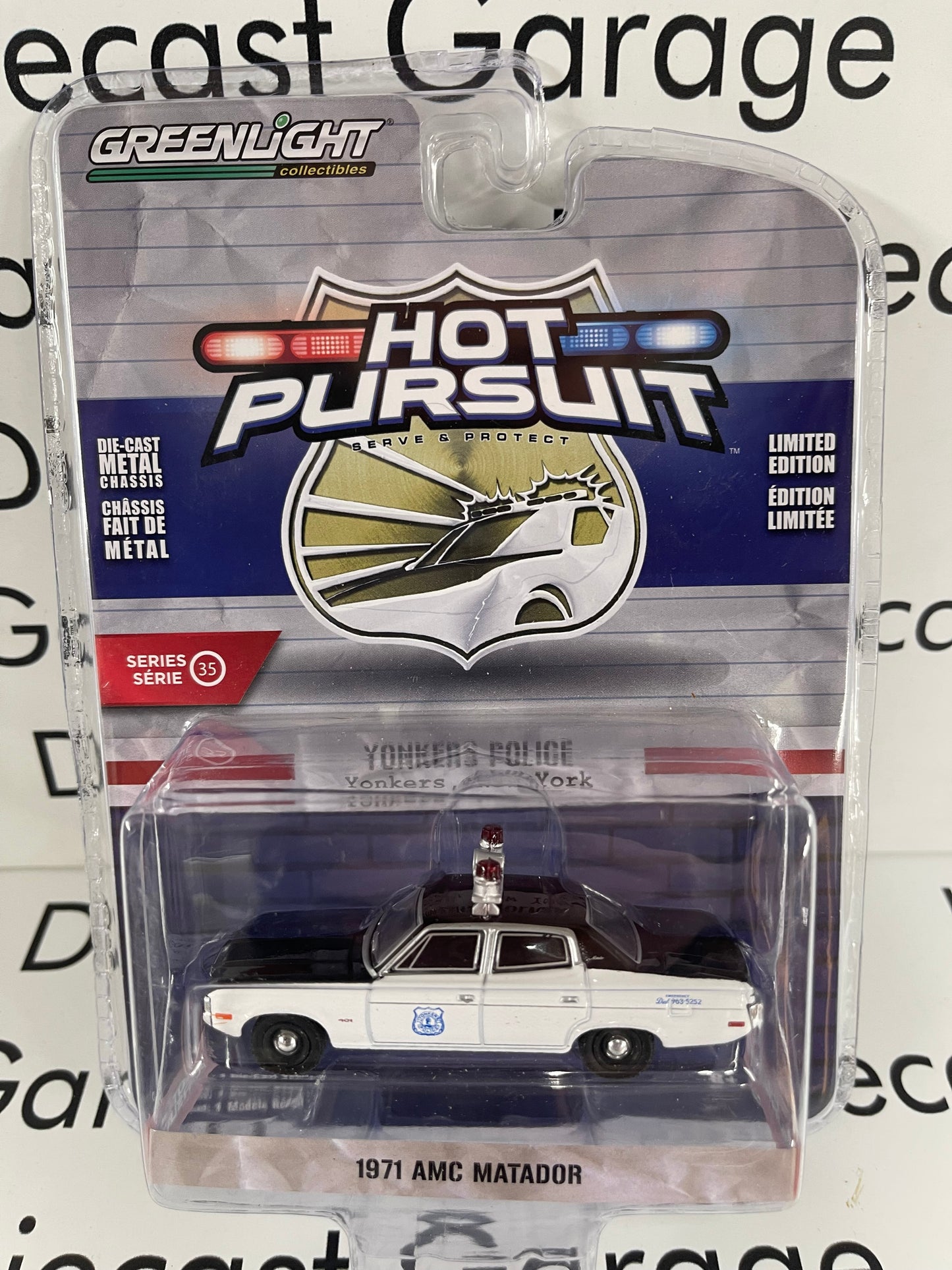 GREENLIGHT 1971 AMC Matador Yonkers New York Police Car Hot Pursuit 1:64 Diecast