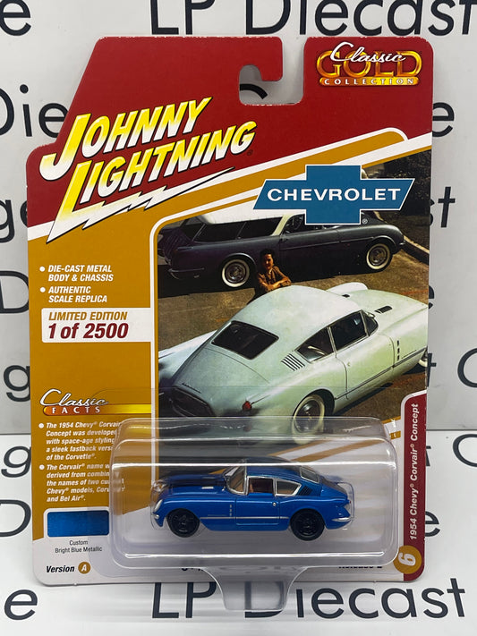 JOHNNY LIGHTNING 1954 Chevy Corvair Concept Bright Blue Metallic Classic Gold 1:64 Diecast