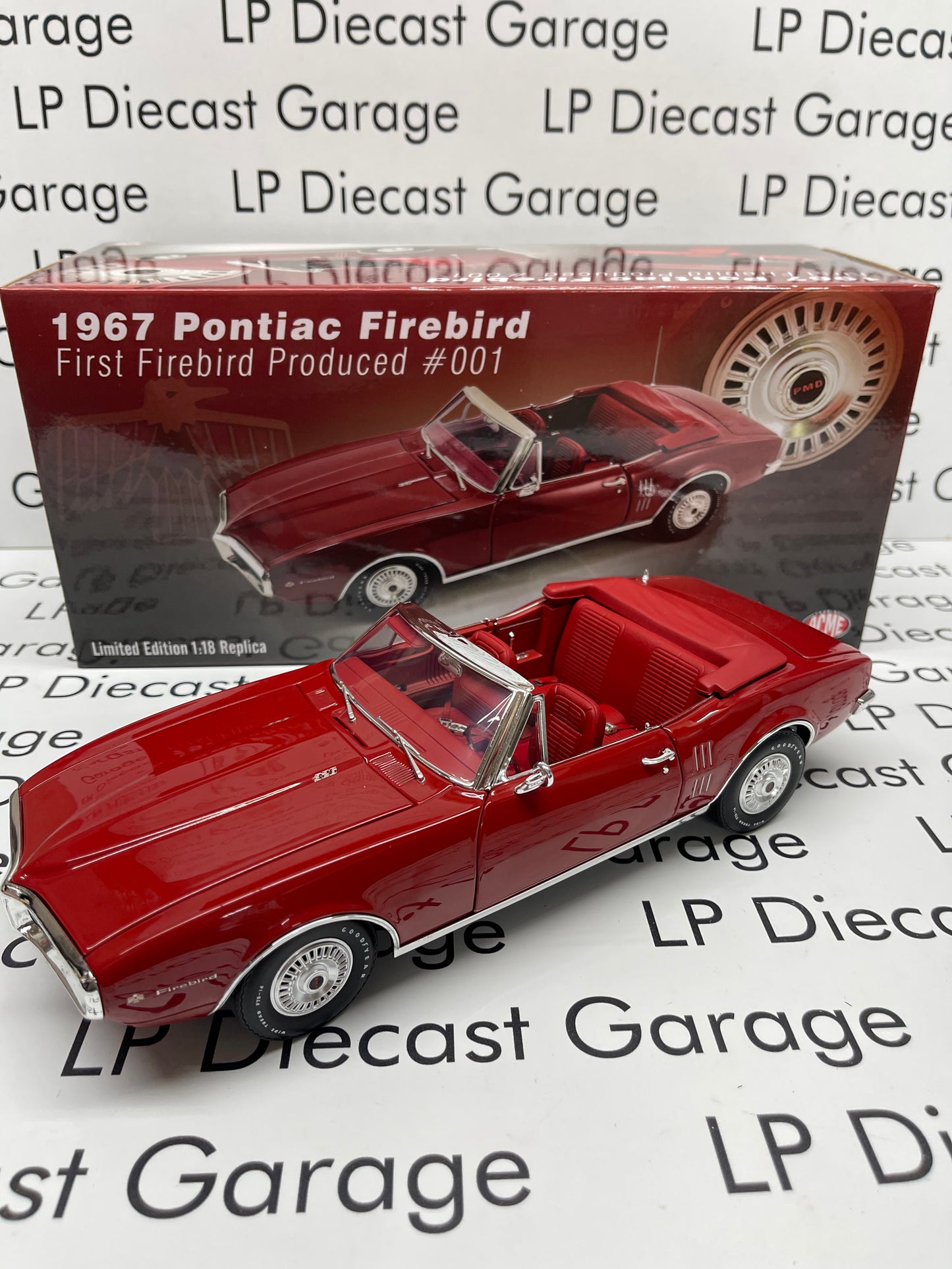 ACME 1967 Pontiac Firebird #001 Convertible Red A1805218 1:18 Scale Diecast