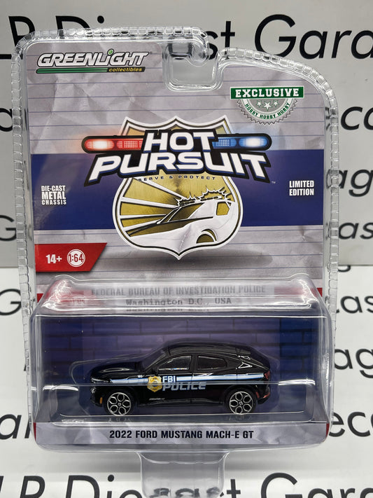 GREENLIGHT 2022 Ford Mustang Mach E GT FBI Police Hot Pursuit 1:64 Diecast