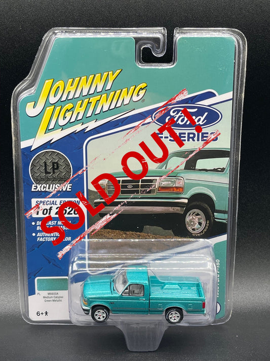 JOHNNY LIGHTNING 1995 Ford F-150 Medium Calypso Green Metallic Pick Up Truck LP Diecast Garage Exclusive Release 1:64 Diecast Promo