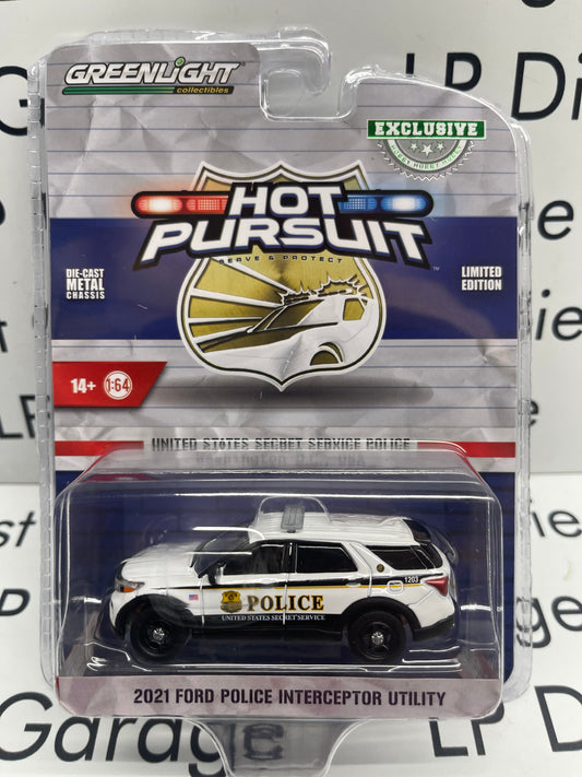 GREENLIGHT 2021 Ford Police Interceptor Utility United States Secret Service Police Hot Pursuit 1:64 Diecast