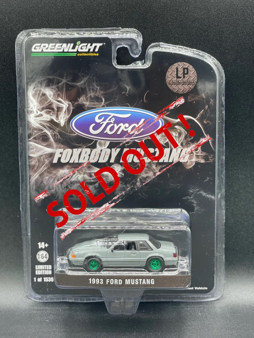 GREENLIGHT 1993 Ford Mustang 5.0 LX Coupe Destroyer Gray Drag LP Diecast Garage Exclusive Release 1:64 Diecast Promo *GREEN MACHINE*