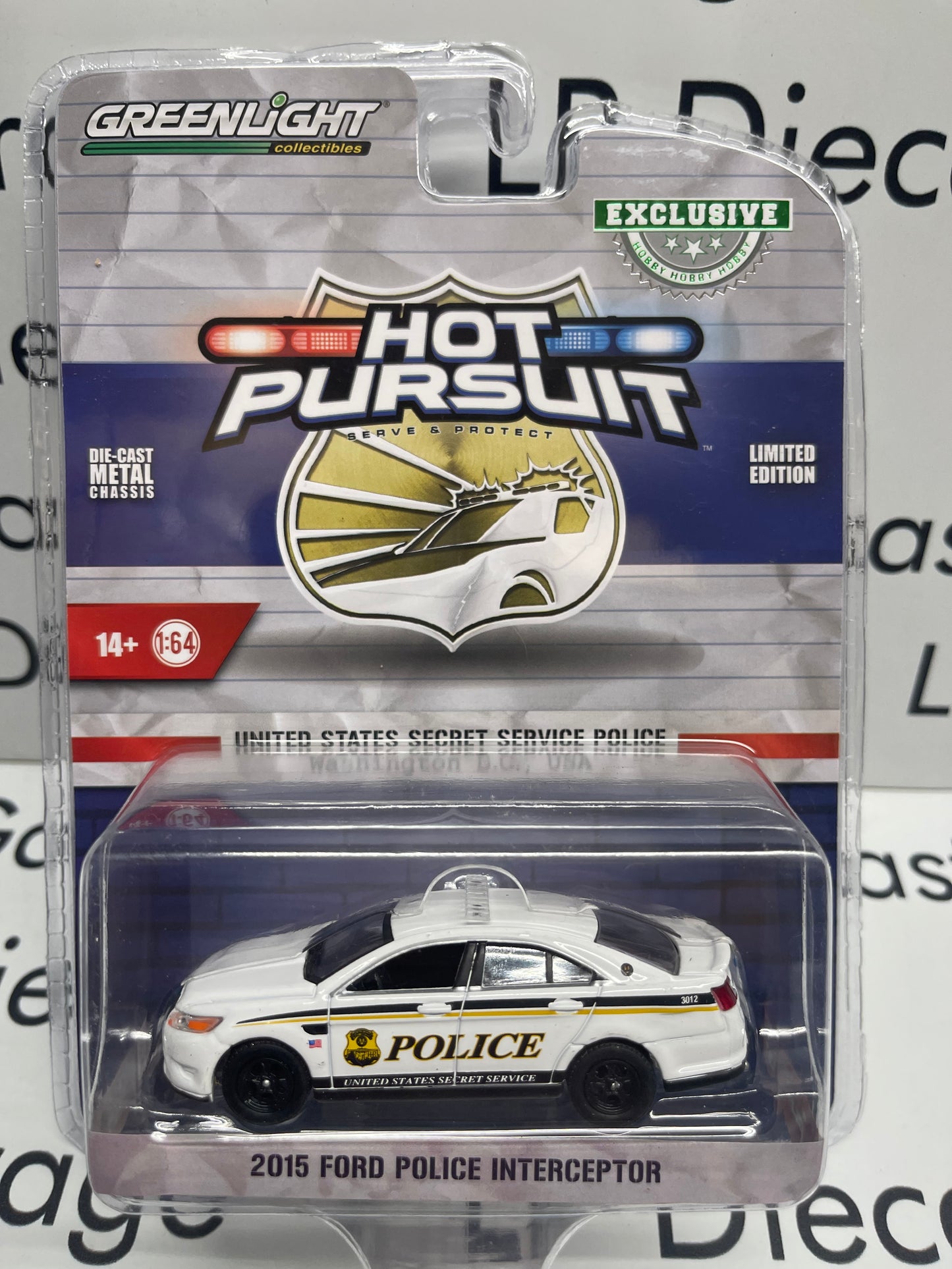 GREENLIGHT 2015 Ford Police Interceptor United States Secret Service Police Hot Pursuit 1:64 Diecast