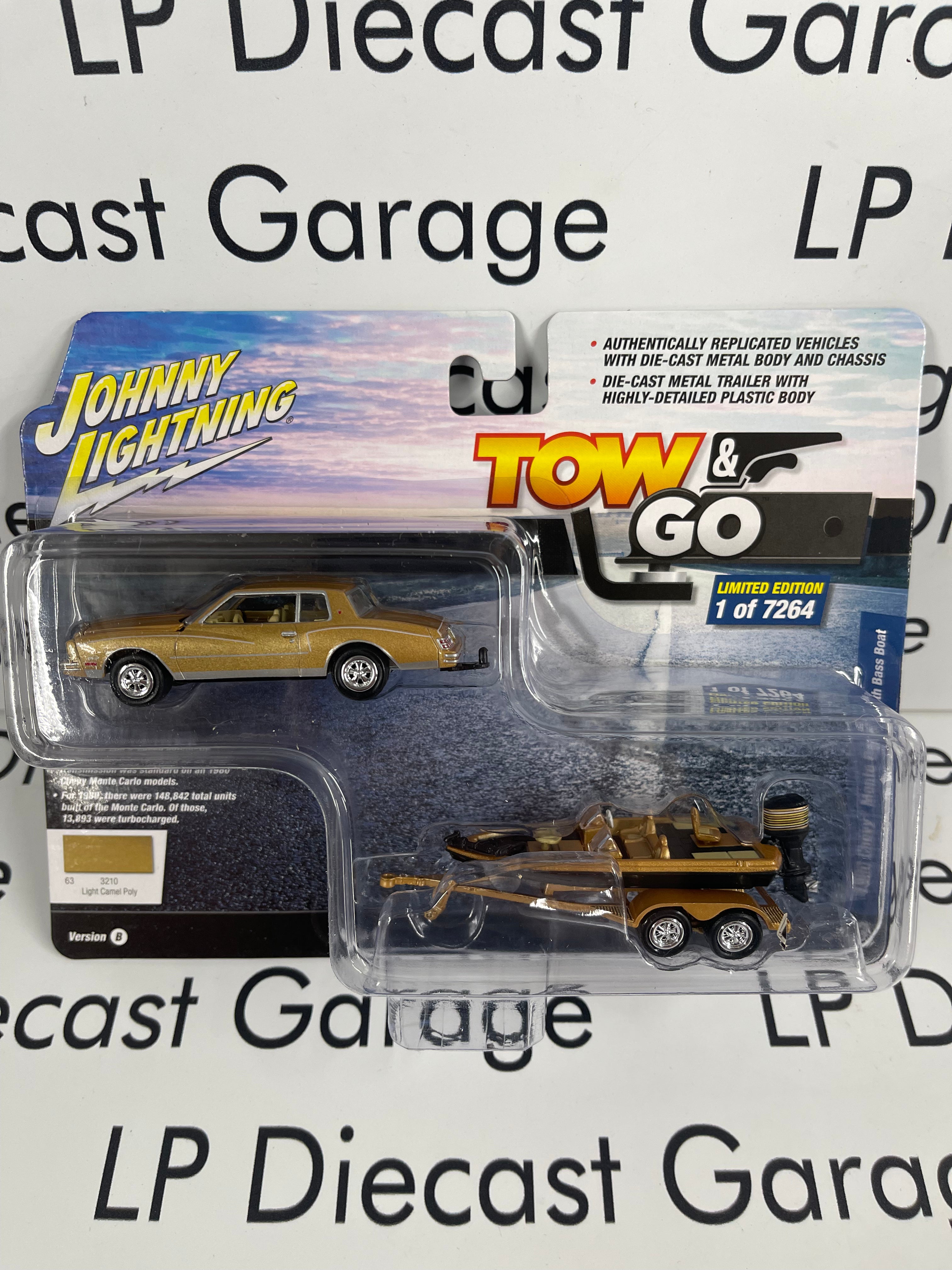 JOHNNY LIGHTNING 1980 Chevrolet Monte Carlo w/ Bass Boat Tow & Go Ligh ...