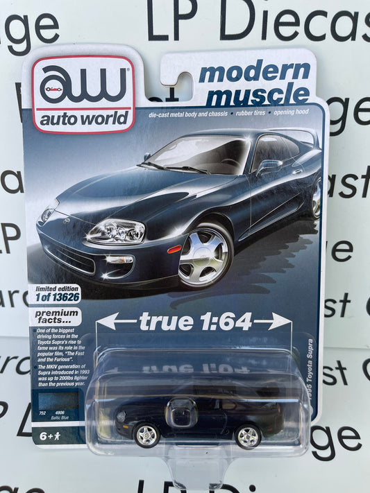 AUTO WORLD 1995 Toyota Supra Baltic Blue Modern Muscle 1:64 Diecast