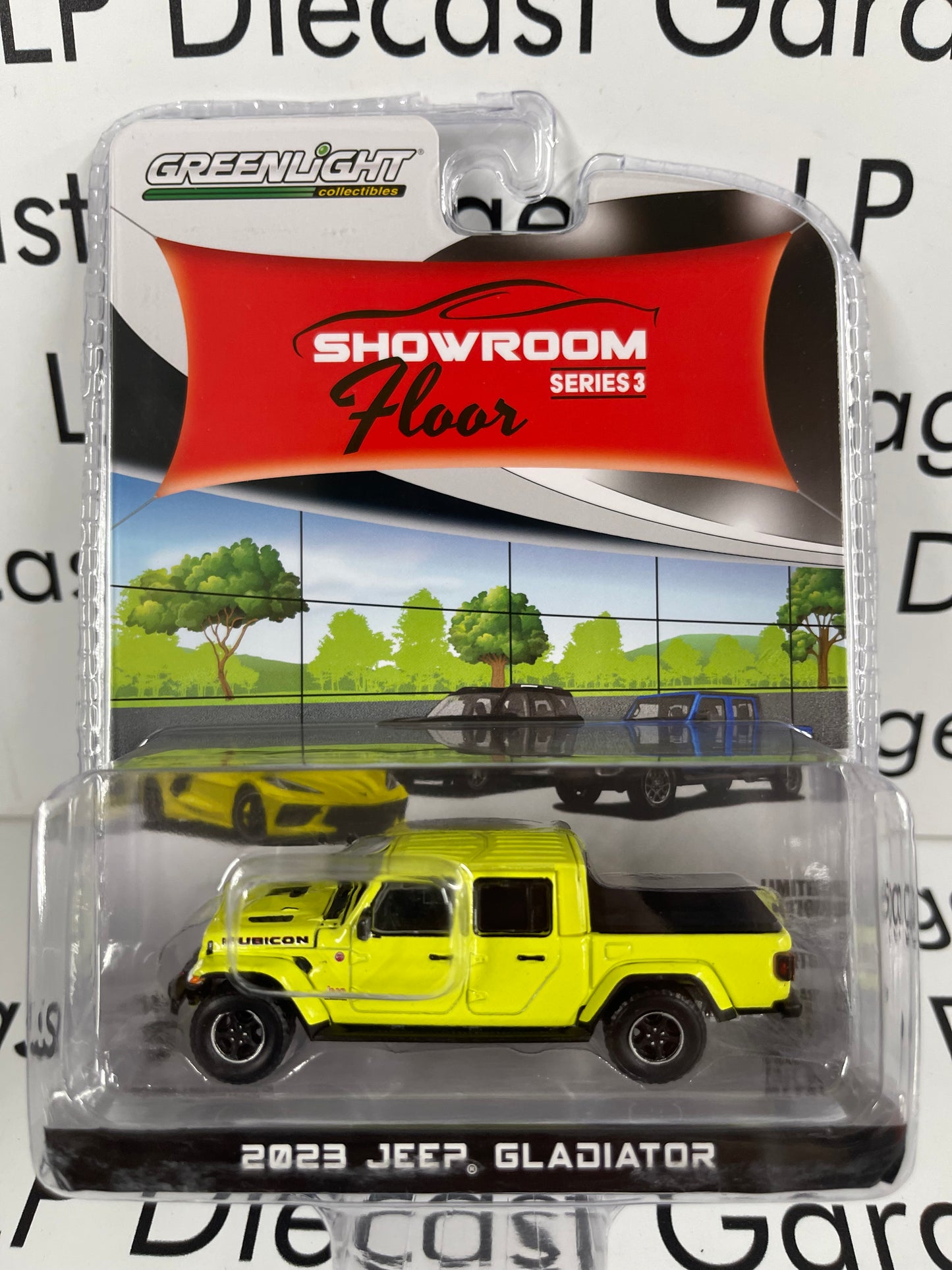 GREENLIGHT 2023 Jeep Gladiator Rubicon High Velocity Yellow Showroom Series 3 68030-F 1:64 Diecast