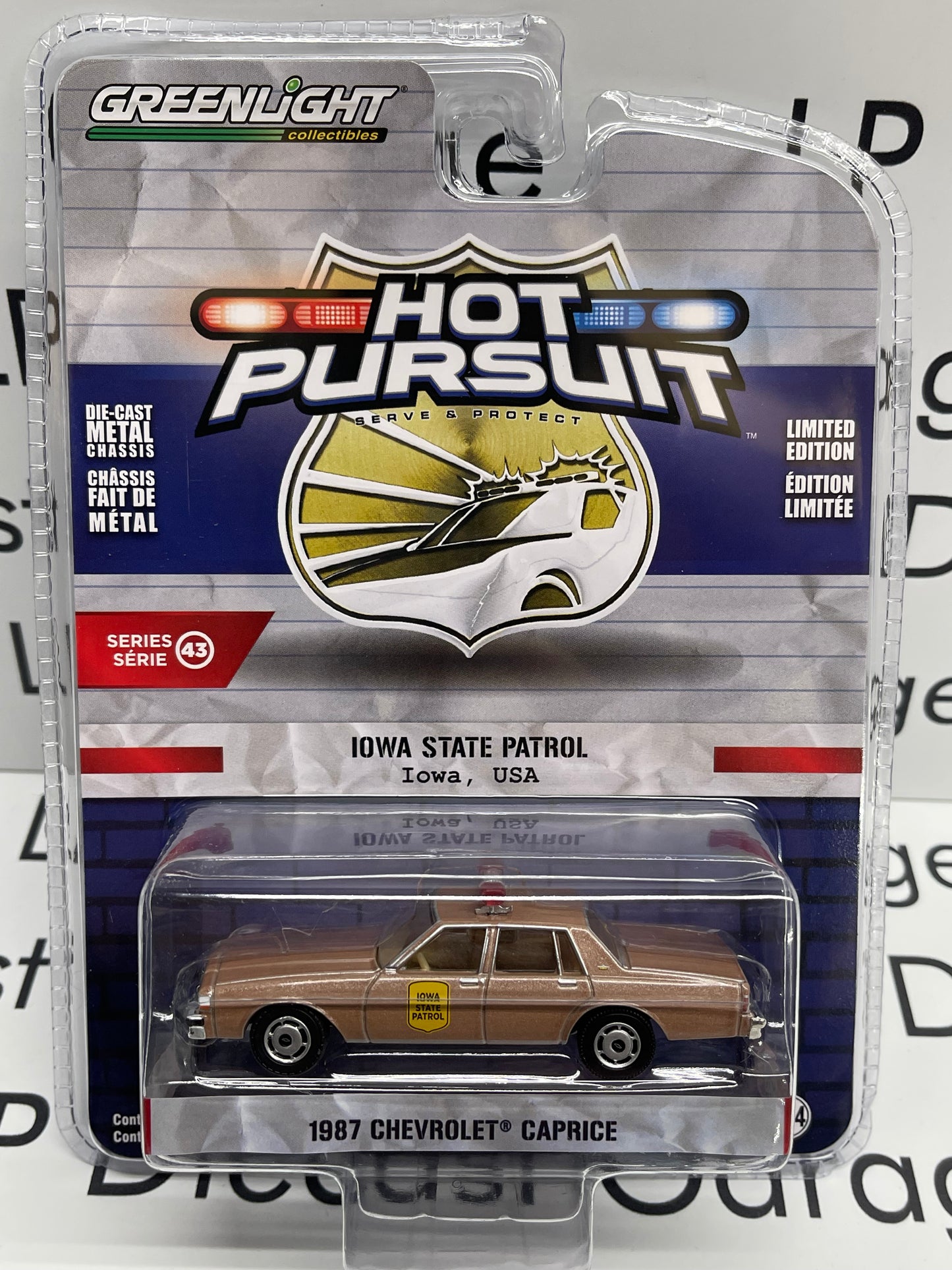 GREENLIGHT 1987 Chevrolet Caprice Iowa State Patrol Police Car Hot Pursuit 1:64 Diecast