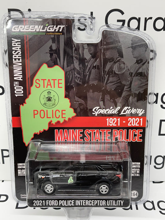 GREENLIGHT 2021 Ford Police Interceptor Maine State Police 1:64 Diecast Anniversary Edition