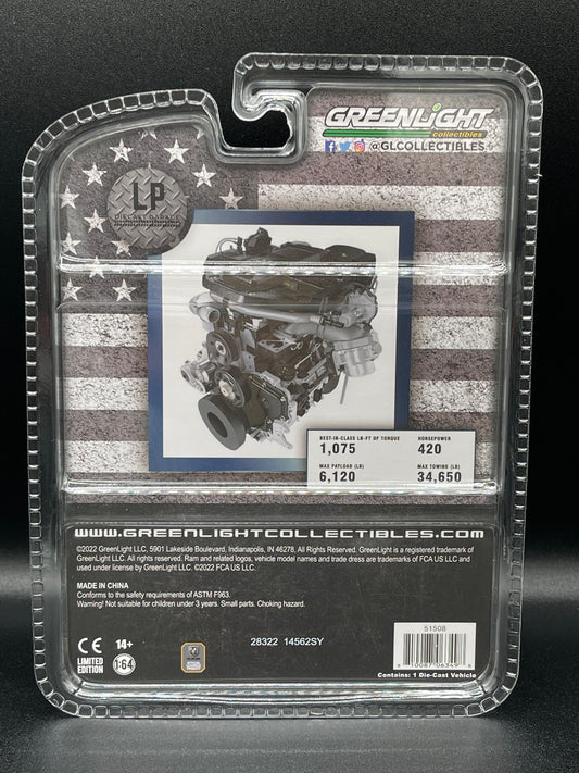 GREENLIGHT 2022 Ram 3500 Flatbed Blue Cummins LP Exclusive 1:64 Diecast Promo