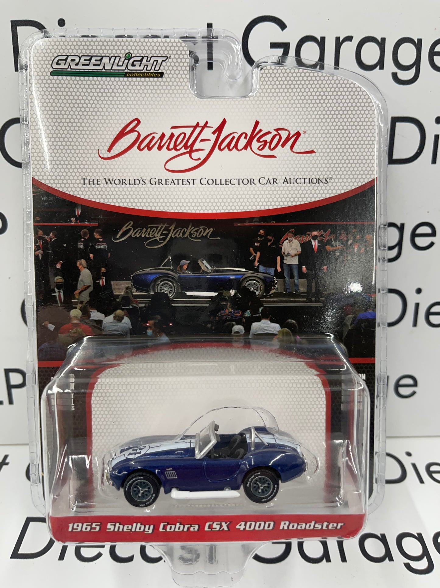 GREENLIGHT 1965 Shelby Cobra CSX 4000 Roadster Blue 1:64 Diecast Barrett Jackson