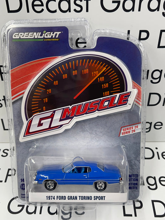 GREENLIGHT 1974 Ford Gran Torino Sport Blue 1:64 Diecast GL Muscle