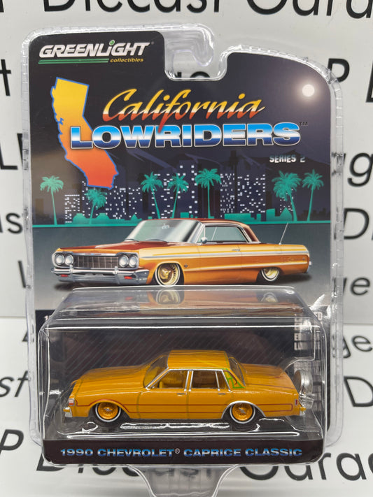 GREENLIGHT 1990 Chevrolet Caprice Classic Orange 1:64 Diecast California Lowriders