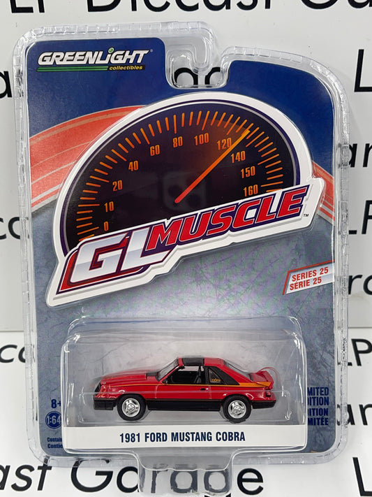 GREENLIGHT 1981 Ford Mustang Cobra Bright Red 1:64 Diecast GL Muscle