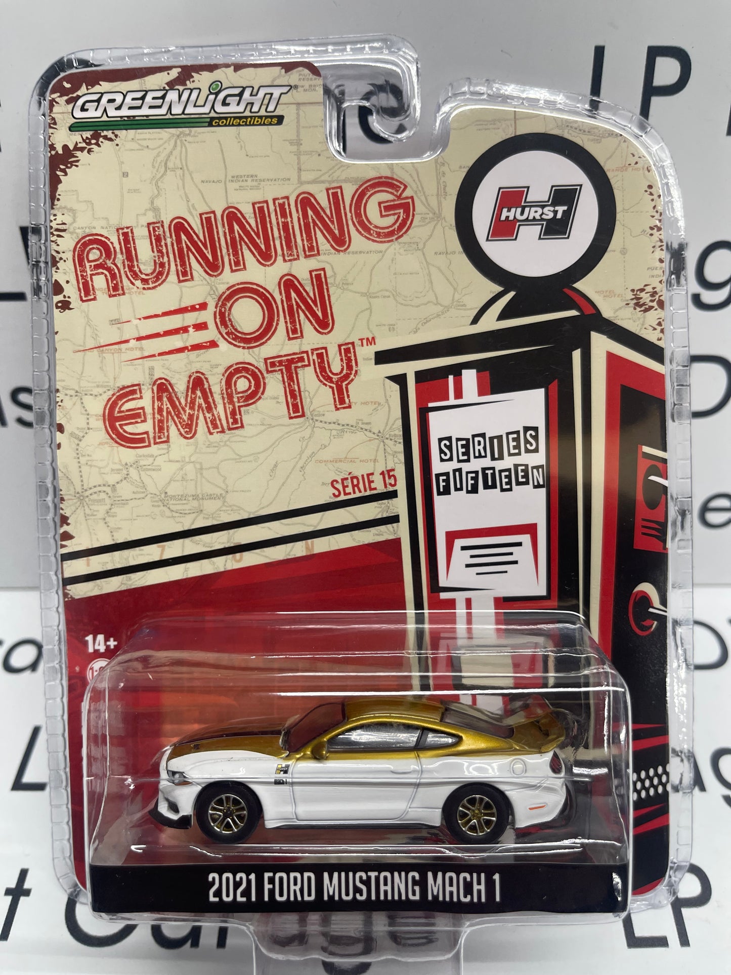 GREENLIGHT 2021 Ford Mustang Mach 1 Running on Empty Hurst Edition 1:64 Diecast